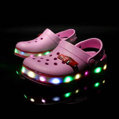 Summer Baby Girls Led Light Sandals Cute Cartoon Children's Casual Shoes Anti-slip Kids Beach Shoes Outdoor Shoes.