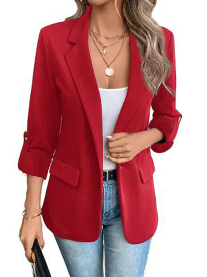 Frauen S-2XL Größe Pendler Neue Stil Langarm Mantel Mode Strickjacke Kleinen Anzug Elegante Einfarbig Casual frauen Anzug tops.