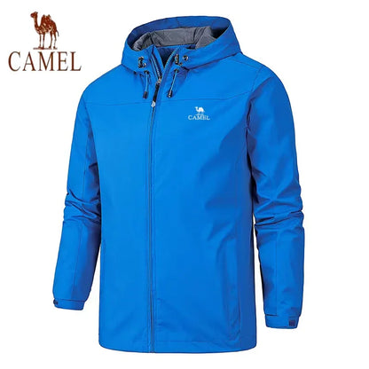 New European and American men's spring and autumn outdoor windproof and waterproof mountaineering quality windbreaker hooded jac.