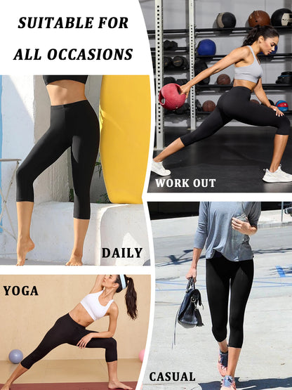 Women's Super Soft Capri Pants High Stretchy Breathable Pants No See Through Workout Running Yoga Athletic Pants Gym Leggings.