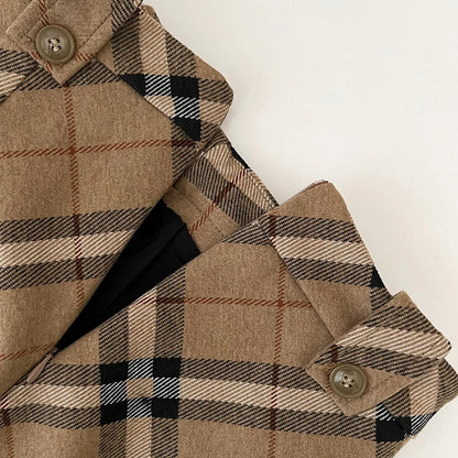 Women's Autumn Winter Vintage Plaid Short Skirt Lady Streetwear High Waist Wool&blend Mini Skirt.