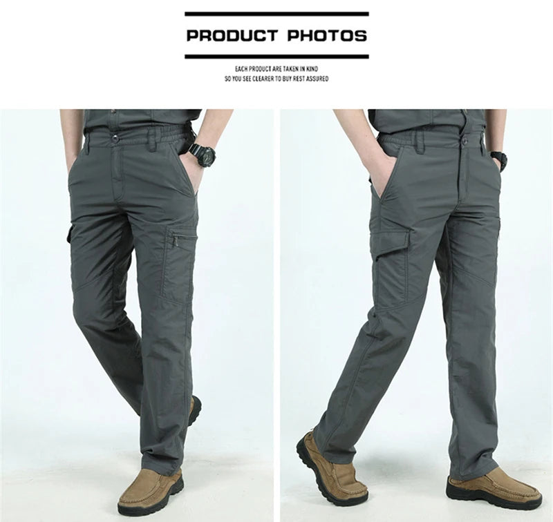 Military Tactical Pants Cargo Men Waterproof Trousers Casual Pants Wear-resistant Multi-pocket Outdoor Hiking Work Trousers Male.
