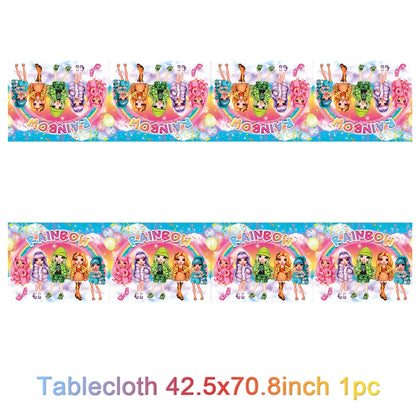Cartoon Regenbogen Puppe High School Thema Hintergrund Geburtstag Party Dekoration Lieferungen Einweg Tasse Besteck Ballon Baby Geschenk.