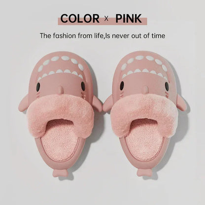 Women Shark Slippers Slides Platform Winter Warm Fluffy Sandal Home Cloud Clapper Soft Room Shoes Children Plush indoor Boy Girl