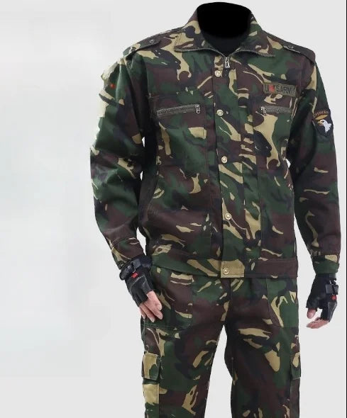 Wear-resistant camouflage suit for men and women's work clothes Spring and autumn thickened labor protection clothing, dirt resi.