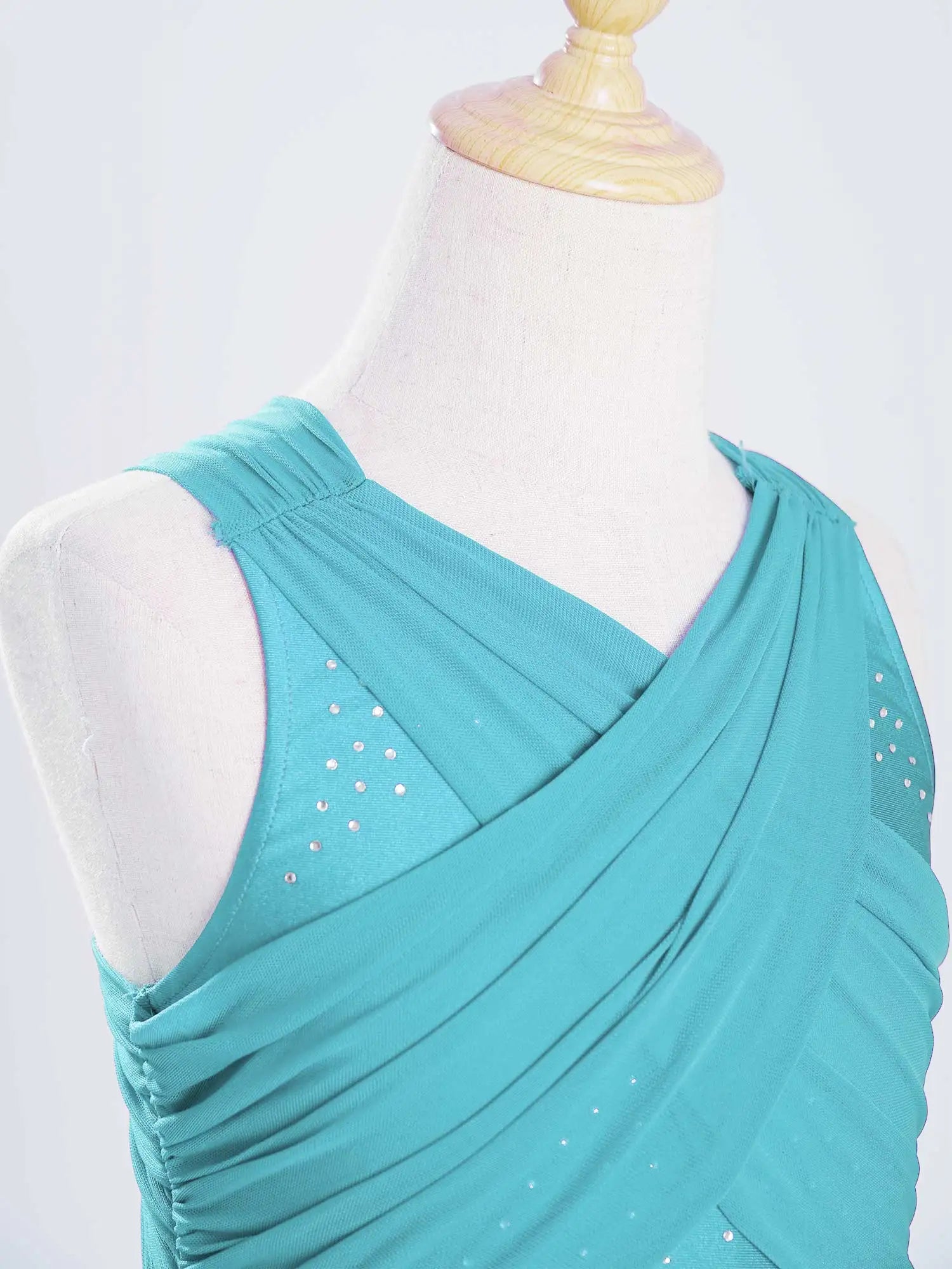 Kinder Mädchen Ärmellose Ausschnitt Strass Eiskunstlauf Trikot Kleid Lyrical Dance Gymnastik Akrobatik Leistung Kostüm.