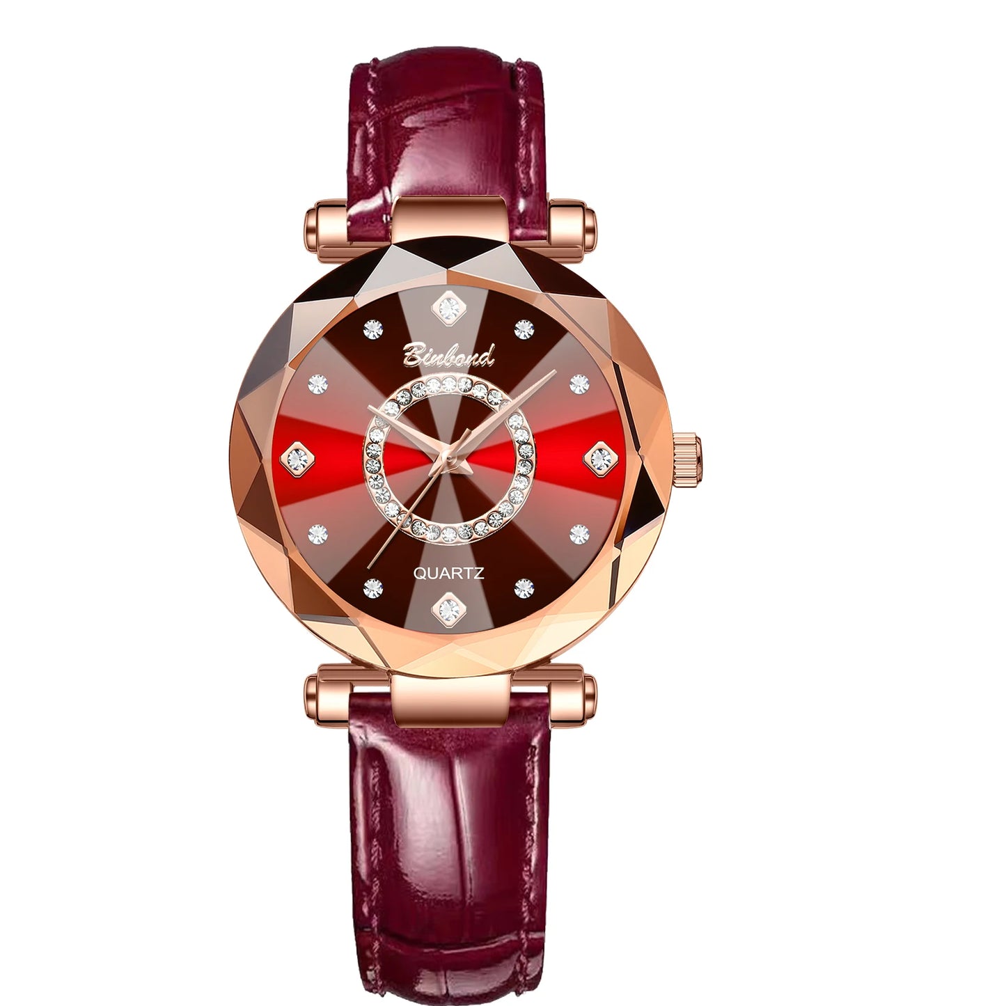 BINBONDN10 Women's Watches Elegant Fashion Original Quartz Watch for Lady Heart of the Ocean Design Waterproof Luminous Diamond