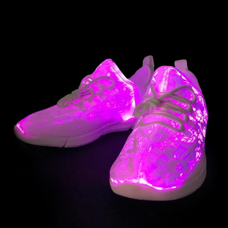 Fiber LED Shoes Light up Flashing -7 Monochrome LED Shoes Halloween Adult Boys Girls Women Children USB charging.