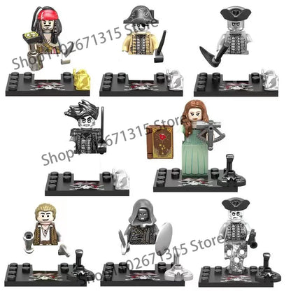 Movies Pirates Of The Caribbean Jack Sparrow Classic Movie Figures Head accessories Building Blocks Toys For Children.