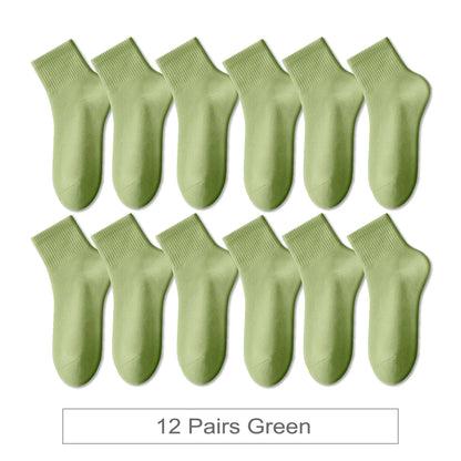 12 Pairs New Woman Cotton Socks Men Sock Short Ankle Colorful Autumn Spring Soft Breathable Colorful Girl Sock