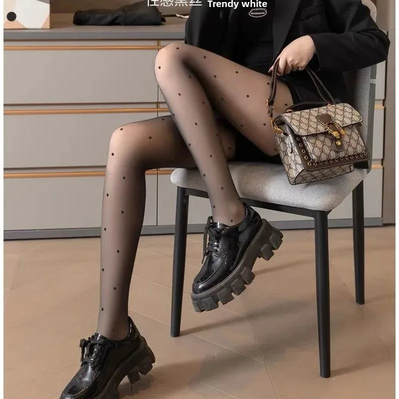 Sexy Blue Butterfly Net Stockings Women's Long Tube Socks Invisible Sweat Absorbent Polka Dot Design Pure Desire Stockings