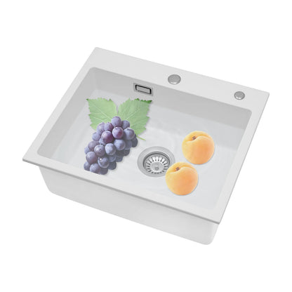Küchenspüle aus Quarzstein, 21,65 x 17,7 Zoll tiefes Waschbecken mit großem Fassungsvermögen, starker Tragfähigkeit und effiziente Entwässerung für den Alltag