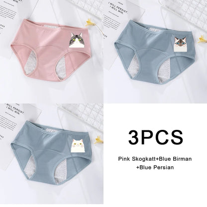 3PCS/set Women's menstrual briefs large flow postpartum water absorption leakproof briefs women's pure cotton menstrual briefs