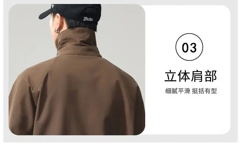 Lapel Jacket Men Spring Autumn Japanese Korean Streetwear Fashion Loose Casual Vintage Cargo Jacket Coat Outerwear.