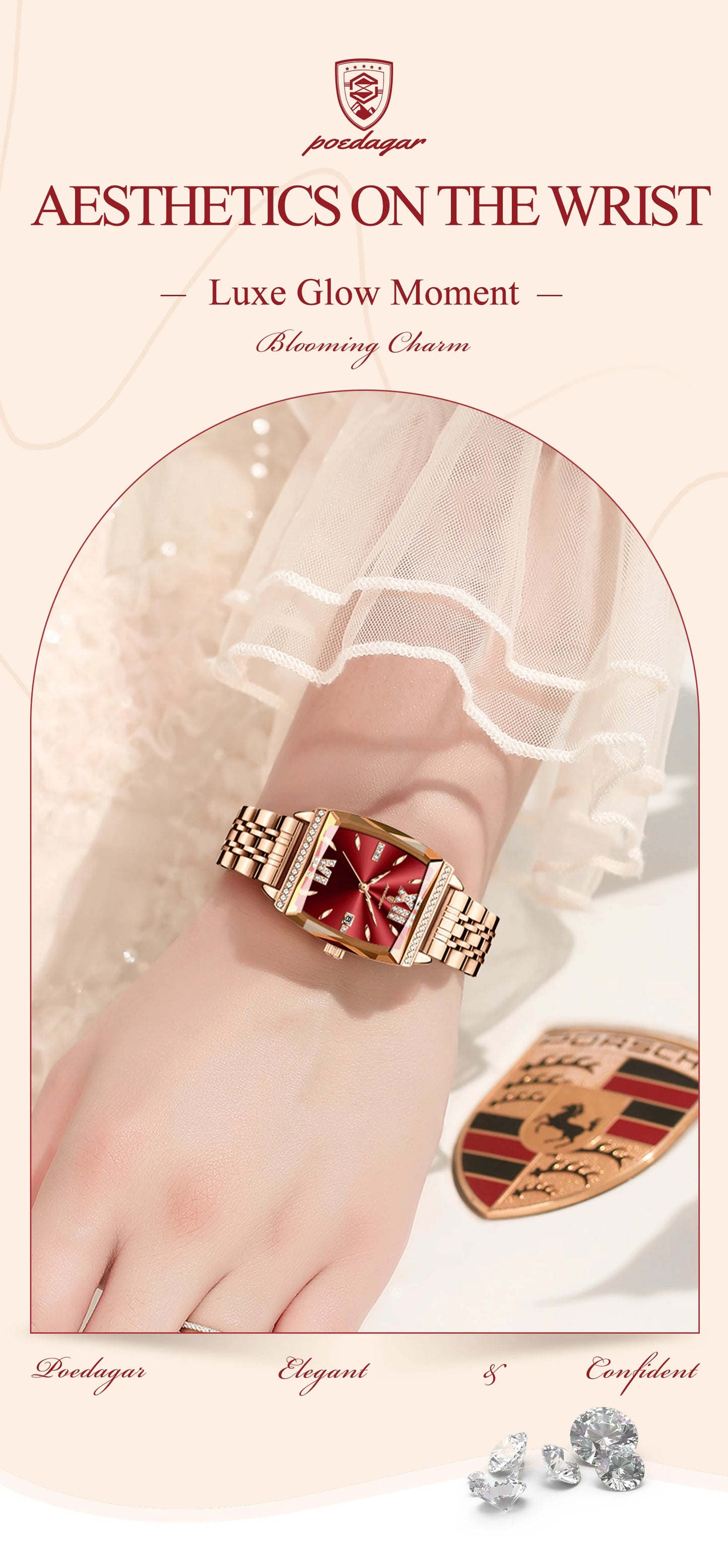 POEDAGAR Diamond Luxury Watch For Woman High Quality Waterproof Date Ladies Quartz Watch Stainless Steel Women Watches Reloj+Box.