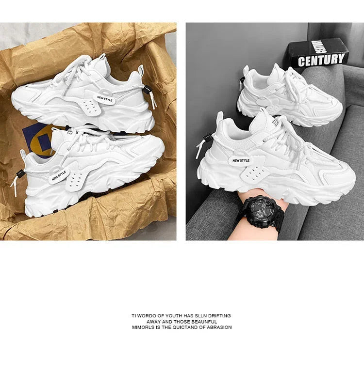 Men Sneakers Mesh Men Shoes PU Leather Platform Casual Sneakers Increased Vulcanized Shoes Light Running Shoes Tenis Masculino.