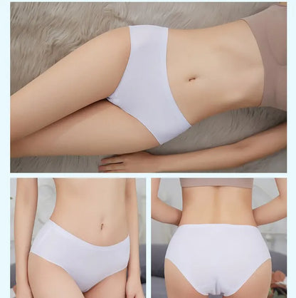 4PCS/Set Plus Size Women's Panties Solid Seamless Underwear Comfortable Breathable Ice Silk Sexy Lingerie Intimates Underpants.