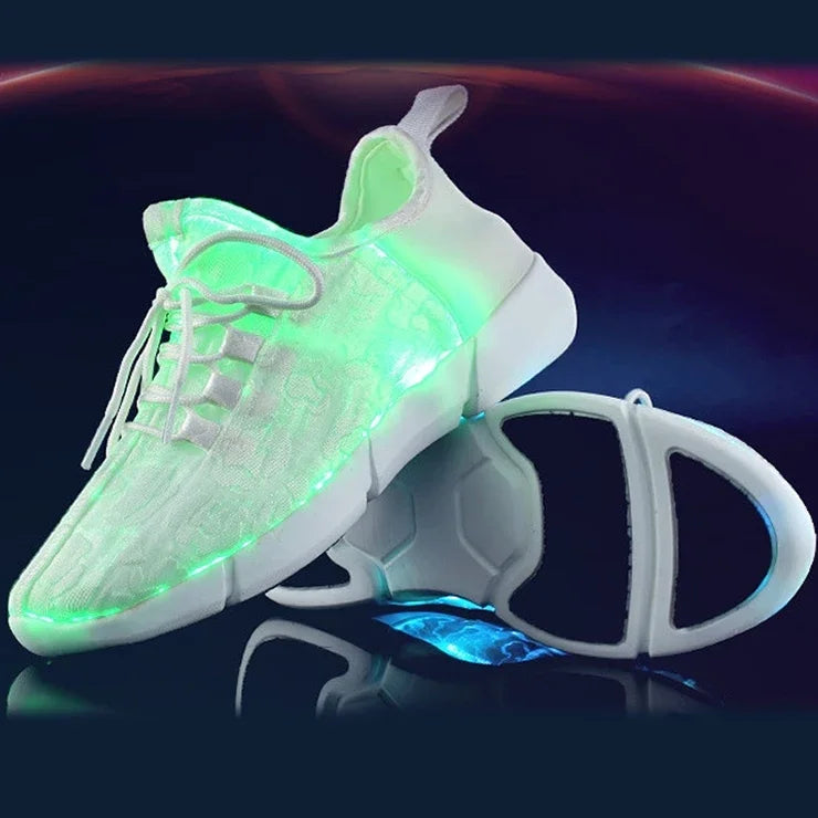 Fiber LED Shoes Light up Flashing -7 Monochrome LED Shoes Halloween Adult Boys Girls Women Children USB charging.