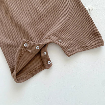 Sommer Baby Strampler Neugeborenes Baby Junge Mädchen Kurzarm Strampler Reine Baumwolle Weiche Waffel Cartoon Niedlichen Bären Body mit Hut.