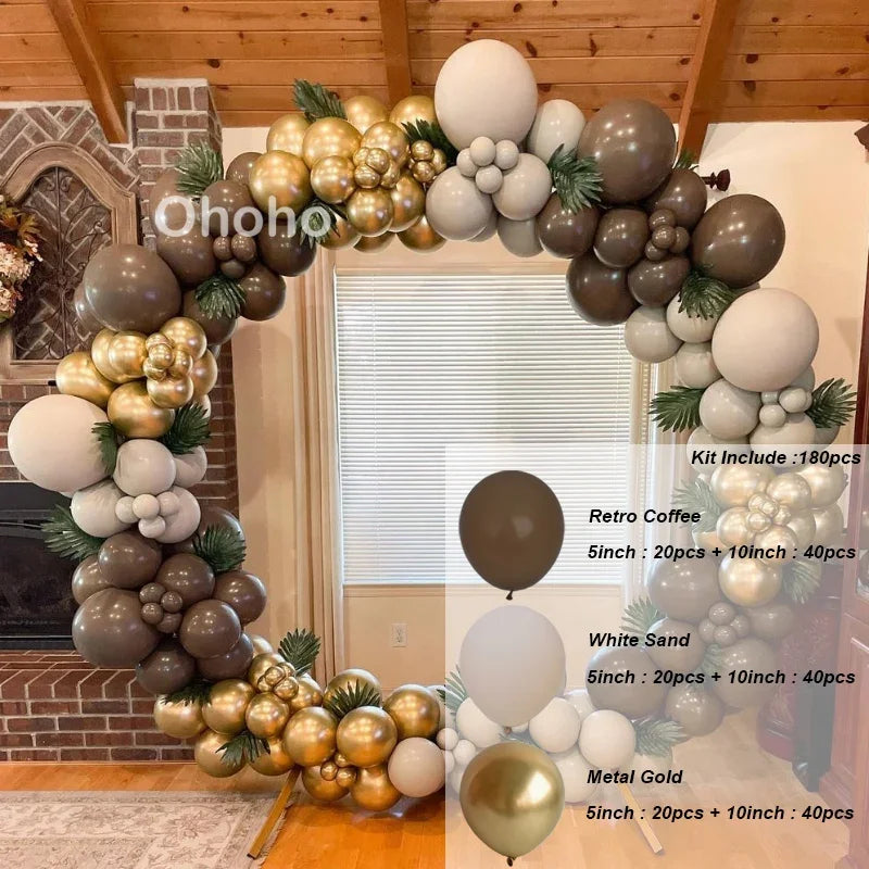 Kaffeebraun Beige Ballon Girlande Bogen Kit Oh Babyparty Dekoration Rustikale Hochzeit Kindergeburtstag Party Taufe Taufe