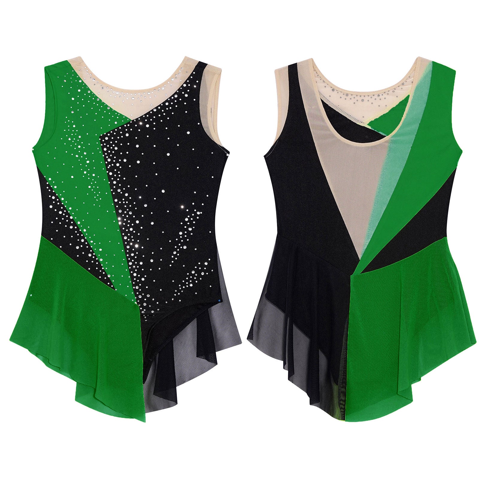 6-16Y Mädchen Ärmelloses Eiskunstlauf Trikot Kleid Ballett Rhythmische Gymnastik Lyrical Dance Body Bühne Leistung Dancewear.