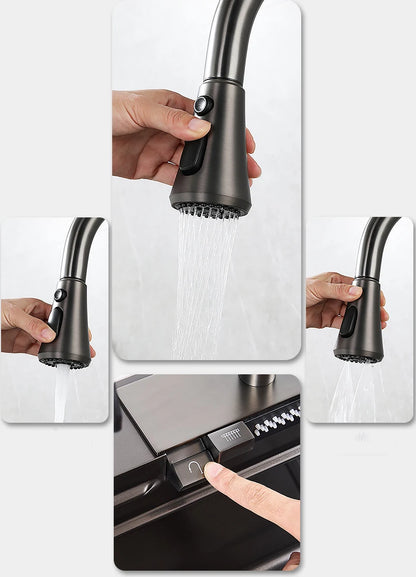 YCRAYS Digital Display Nano Kitchen Sink Large Single Bowl SUS304 Waterfall Faucet Cup Washer Purified Tap Soap Dispenser