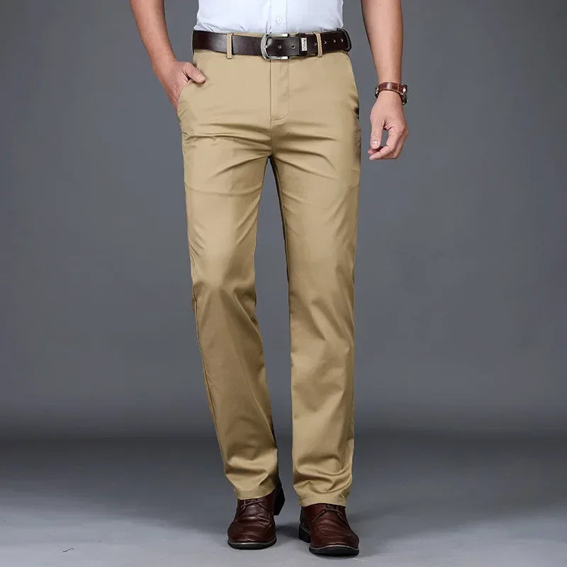 Summer Thin Men's Slim Suit Pants Fashion Business Casual Cotton Green Black Khaki Trousers Male Brand Clothing 30-40.