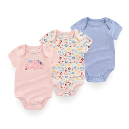 3PCS Mode Sommer Kurzarm Cartoon Baby Junge Mädchen Body Baumwolle Neugeborene Kleidung.