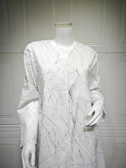 Women Muslim Arabic Abaya Luxury Fold Stripes Kimono Cardigan Coat Long Dress Kaftan Modest Robe Femme Islam Clothing Kebaya.