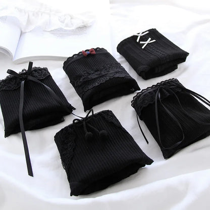 Cotton Women's Sexy Panties Black Underwear Girls Briefs For Ladies Shorts Soft Breathable Lingerie Intimates Underpant 5Pcs/Set