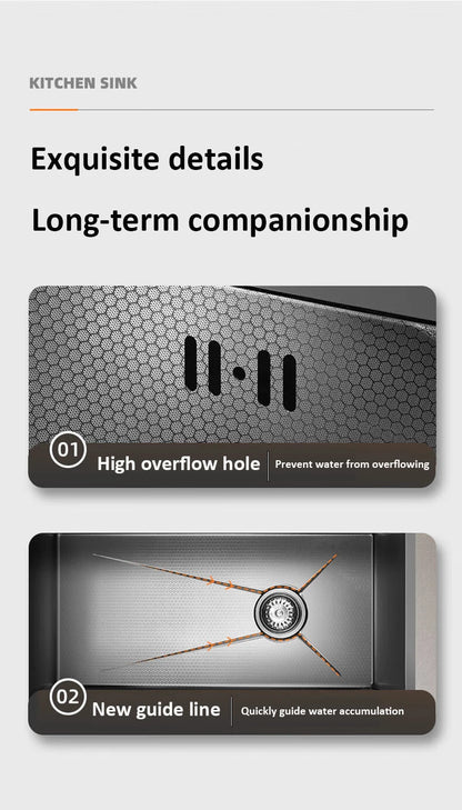 Whale style kitchen sink digital display flying rain waterfall stainless steel dishwashing pool vegetable washing basin multifun