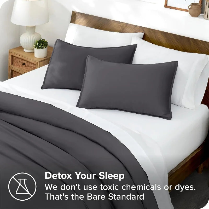 3pcs Lyocell Bamboo Fiber Duvet Cover Set,Luxury Solid Summer Silky Cooling Bedding Set(no Sheet),Single Quilt Cover+Pillowcases.