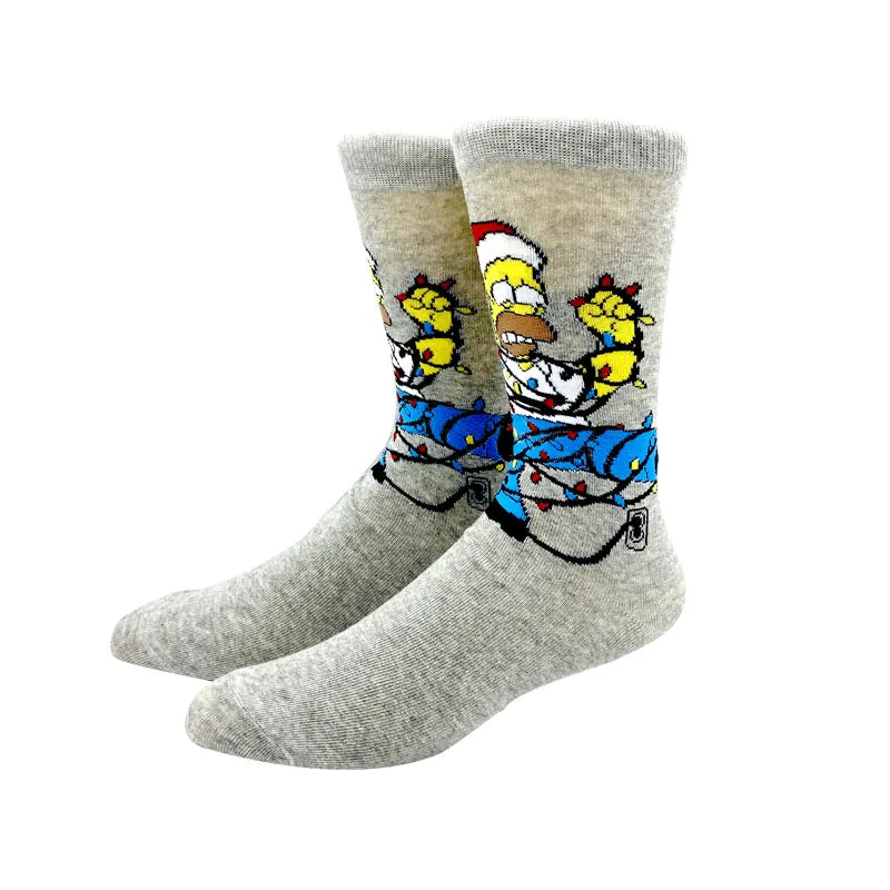 New 1 Pair The Simpsons Harajuku Women Men Socks Cartoon Personality Skateboard Socks Anime Middle Tube Cotton Unisex Socks
