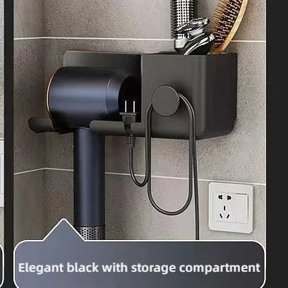 An der Wand montierte stanzfreie Toilette Haartrockner Rack Badezimmer Haartrockner Lagerregal Haartrockner Halterung Badezimmerzubehör ﻿