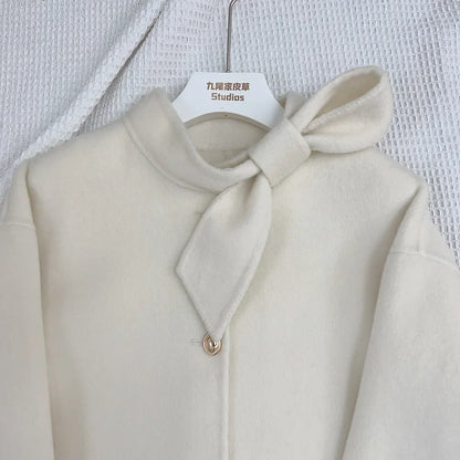 Woll mantel Damen neue Winter Natur fuchs Pelz Manschette Outwear Damen mantel Kaschmir Wolle Wolle Frauen Luxus jacke.