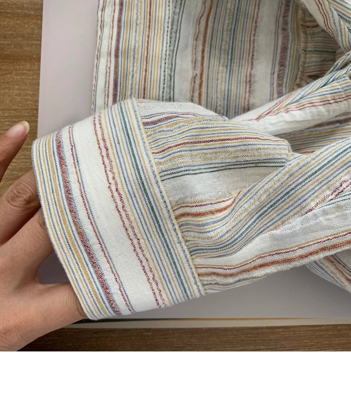 Vintage Office Lady Striped Shirt Spring Pocket Turn Down Collar Tops Korean Style Loose Long Sleeve Blouse Casual Women Clothes