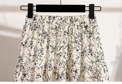 Zjaiss Autumn 2025 Floral Pleated A- Line Skirt Vintage Draped Elegant Chinese Style Women's Half-length Skirts With Lining.