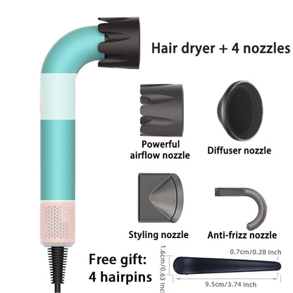 1400W pure original high-power hair dryer, dries hair quickly, lightweight body, low noise, comes with various types of nozzles.