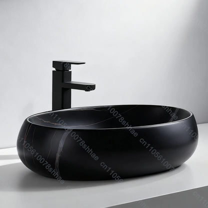 Luxuriöses Vintage-Keramikgefäßwaschbecken für Badezimmer, Waschtisch, Kunstbecken über der Theke, Waschbecken mit Abflusszubehör, Arbeitsplatte