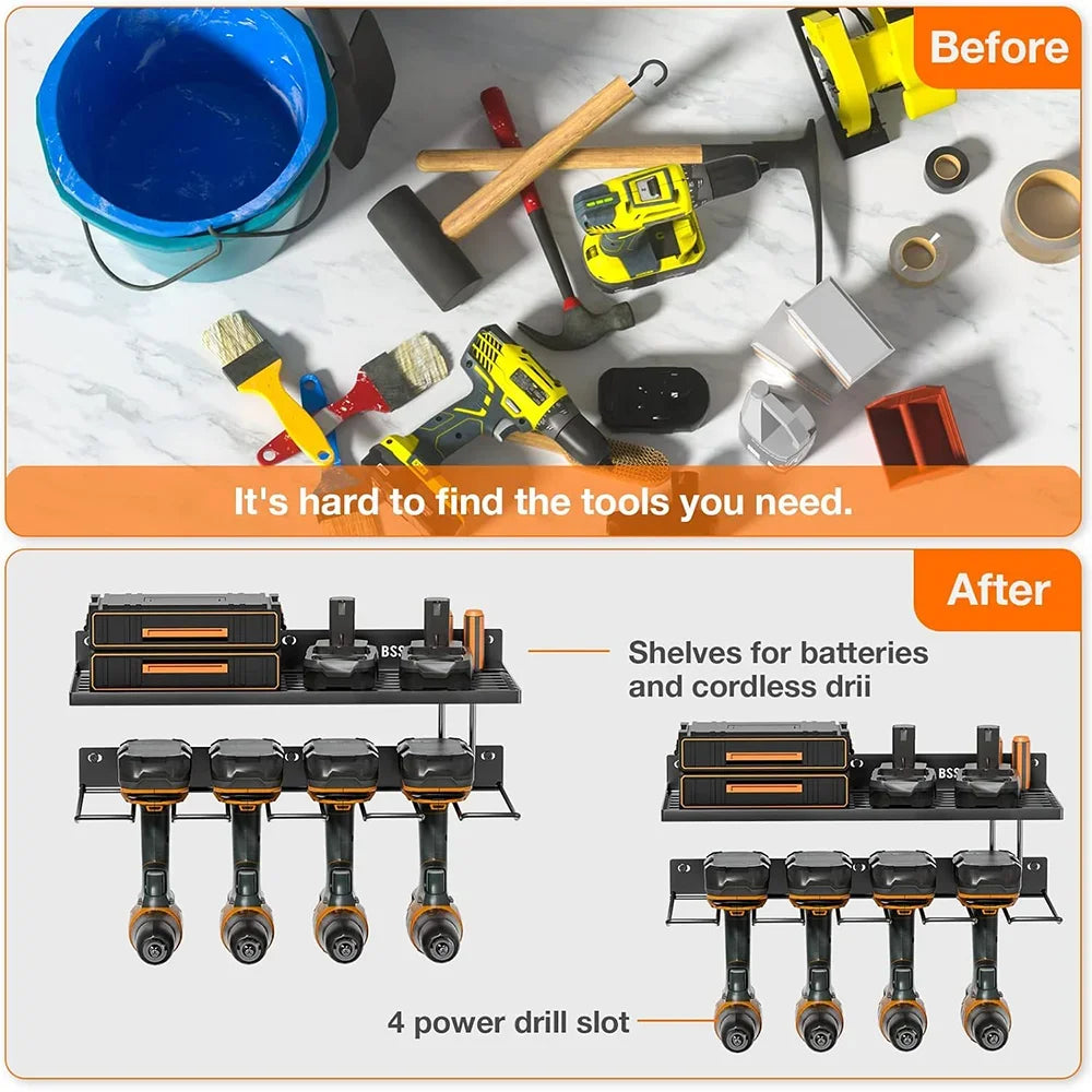 Elektrowerkzeug-Wandhalterung, robustes Stecktafel-Wandaufbewahrungswerkzeug-Set, Bohrer, Schraubendreher, Aufbewahrungsregal für Werkstatt/Garage