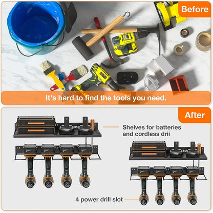 Elektrowerkzeug-Wandhalterung, robustes Stecktafel-Wandaufbewahrungswerkzeug-Set, Bohrer, Schraubendreher, Aufbewahrungsregal für Werkstatt/Garage