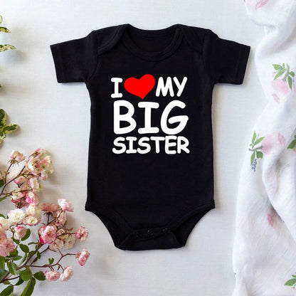 I Love My Big Sister Print Neugeborenen Baby Body Lustige Infant Jungen Mädchen Strampler Kurzarm Mode Baumwolle Baby Overall Outfit.