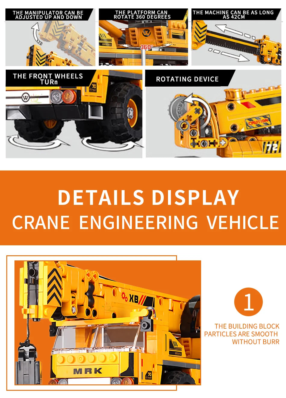 HUIQIBAO Engineering Truck Building Blocks Vehicle Excavator Bulldozer Crane Car Bricks City Construction Toys For Children Boys.