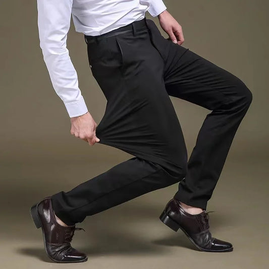 Men's Summer Fashion Business Casual Long Pants Suit Pants Male Elastic Straight Formal Trousers Plus Big Size28-40.