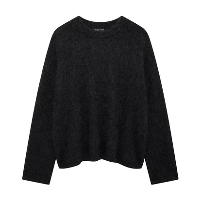 TRAFZA Frauen Elegante Solide O Neck Pullover Lose Beiläufige Langarm Gestrickte Pullover Sweatshirt Herbst Büro Dame Strickwaren Top.