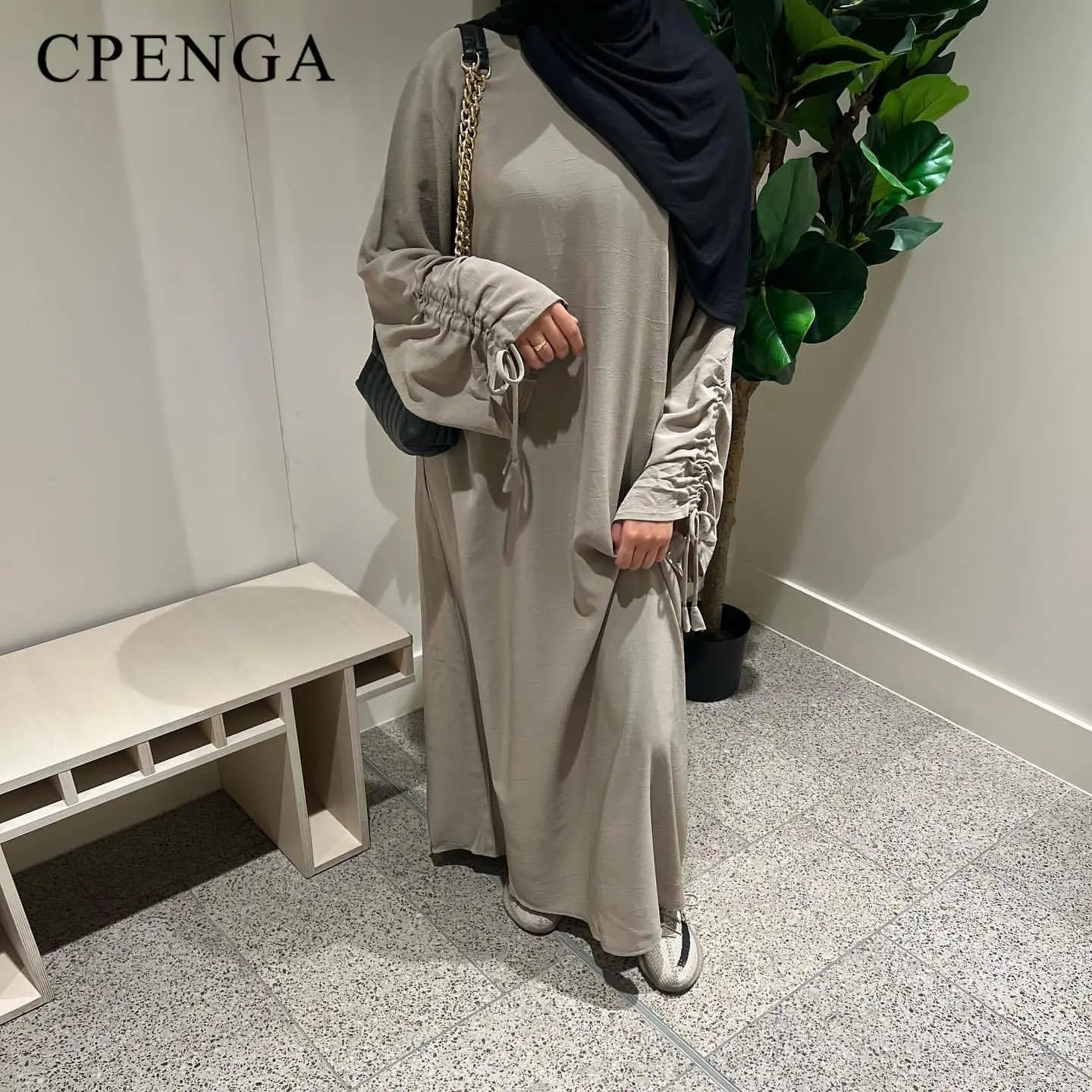 2024 Saudi Arabia Muslim Women Modest Dress Eid Dubai Plain Abaya Islamic Holiday Party Solid Turkey Lace-up Cuffs Long Clothes.