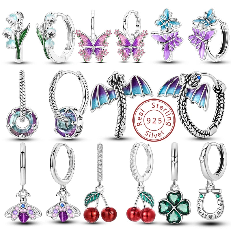 2025 New 925 Sterling Silver Hoop Earrings Flowers Zircon Drop Earrings Stud For Woman Fine Birthday Wedding Party Jewelry Gifts.