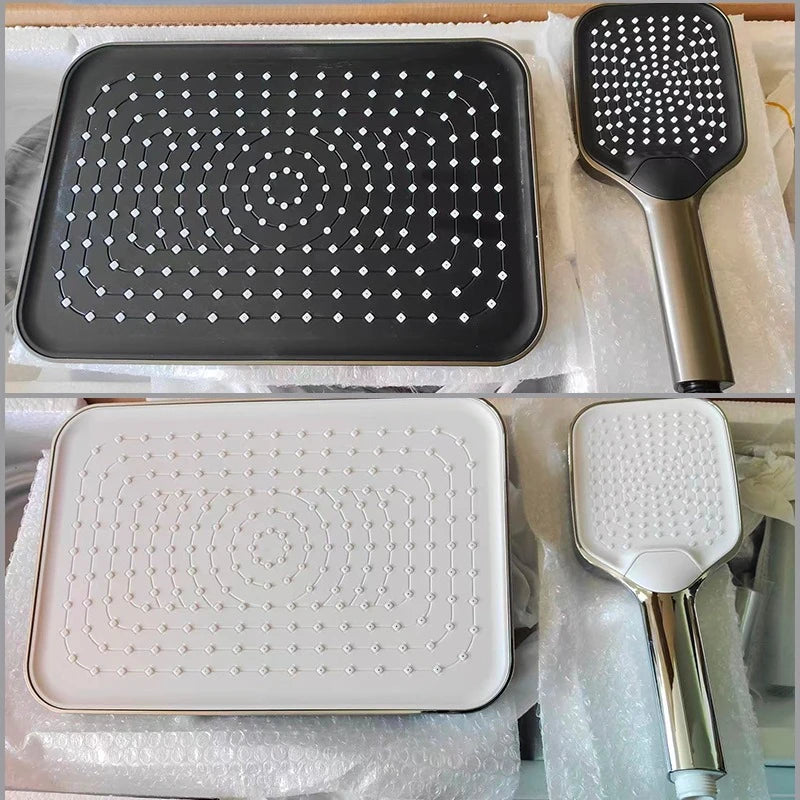 Grey/Chrome Brass Shower System Four Ways Water Outlet Bathroom Shower Faucet Set Rainlfall Hot Cold Bathroom Shower Set