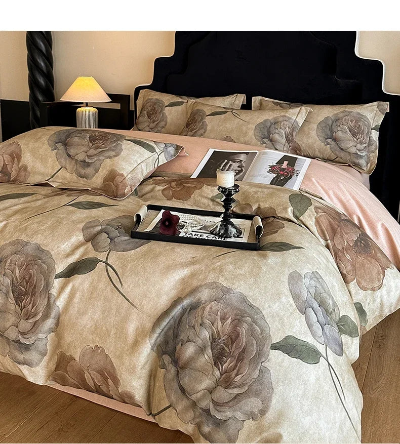 Cotton Bedding Set Luxury Soft Duvet Cover Flat Sheet Pillowcases Single Double Queen King Size Quilt Cover Set.