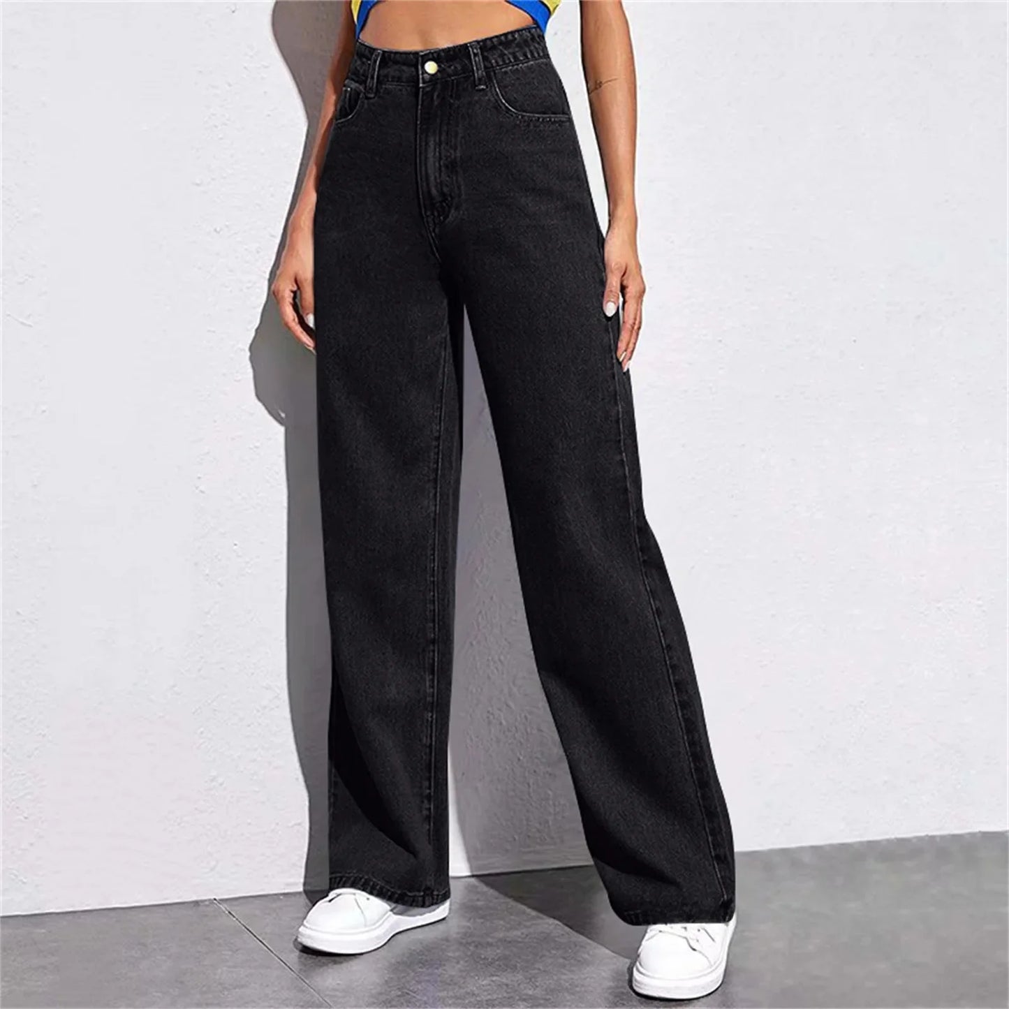 High Waist Loose Fit Straight Leg Jeans Women's Casual Summer New Style Cross-Border EBay Denim Pants High Waist Jeans.